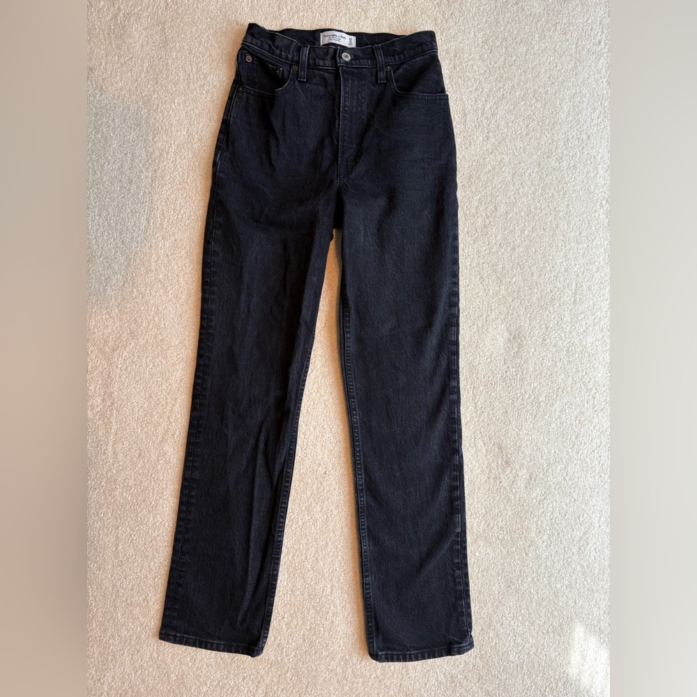 Abercrombie & Fitch Black 90s ultra high rise straight leg jeans